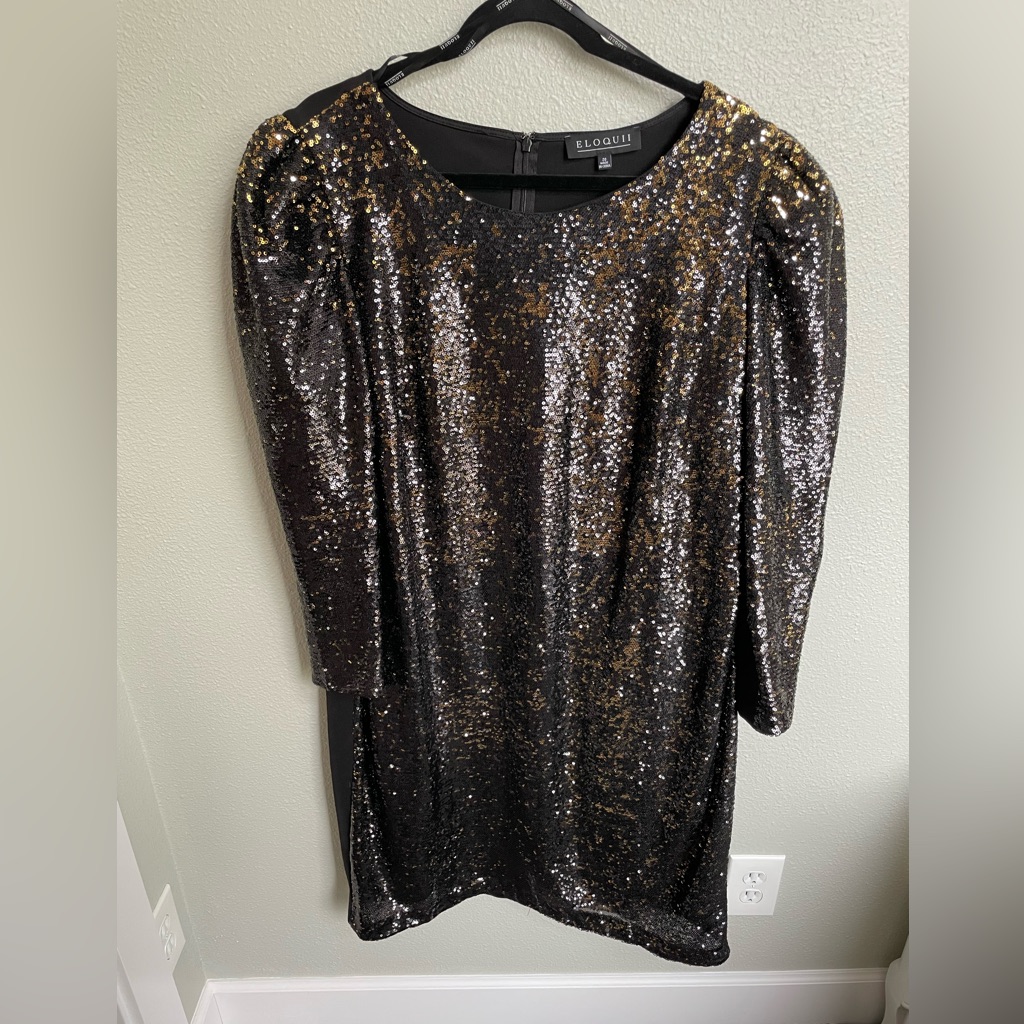 Euc Eloquii Sequin Dress Gold Sparkle New Years Size 20
